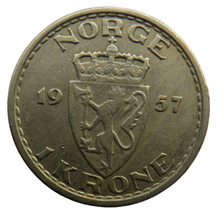 Load image into Gallery viewer, 1957 Norway One Krone Coin
