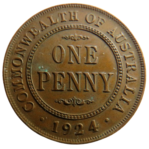 1924 King George V Australia One Penny Coin