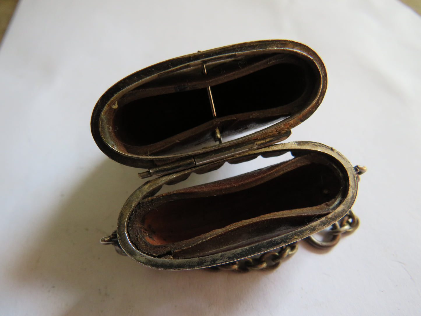 Antique Vesta Case Made From An Entada Gigas Seed With Silver Mounts