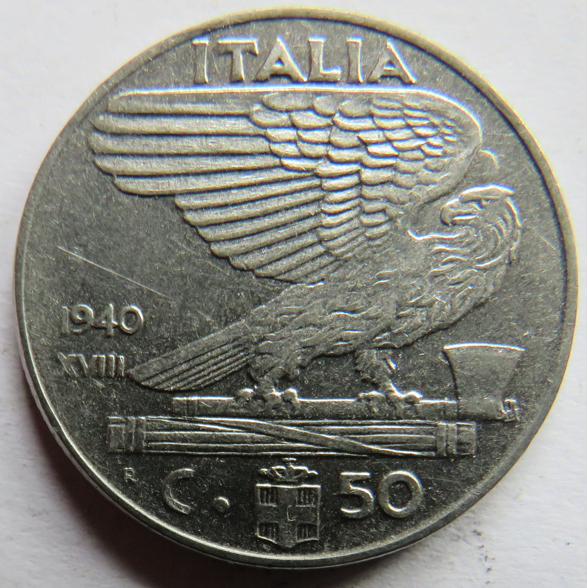 1940 Italy 50 Centesimi Coin
