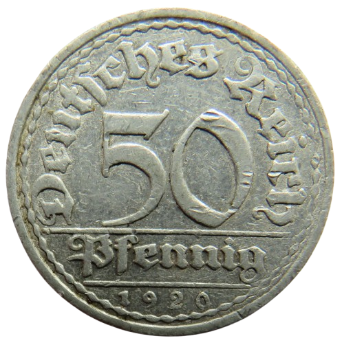 1920-A Germany - Weimar Republic 50 Pfennig Coin