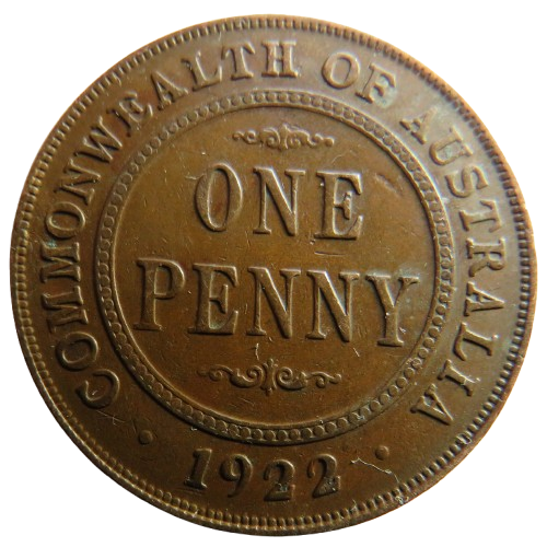1922 King George V Australia One Penny Coin