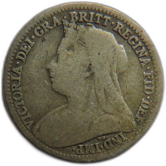 1900 Queen Victoria Silver Threepence Coin - Great Britain