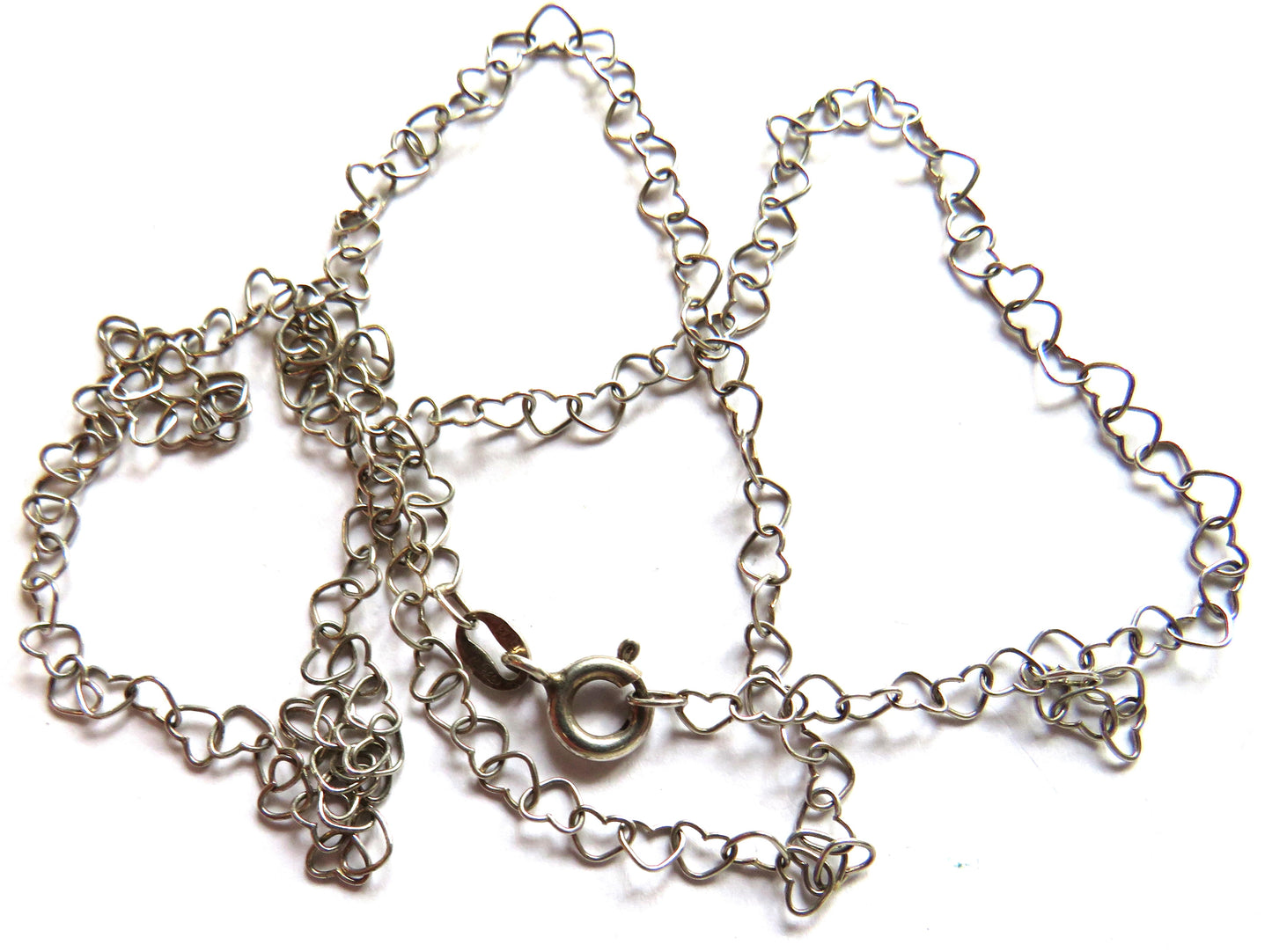 Ladies Sterling Silver Necklace With Heart Shaped Links