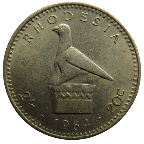 1964 Rhodesia 2 Shillings / 20 Cents Coin