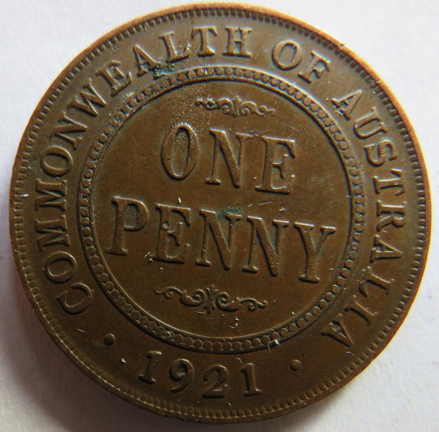 1921 King George V Australia One Penny Coin