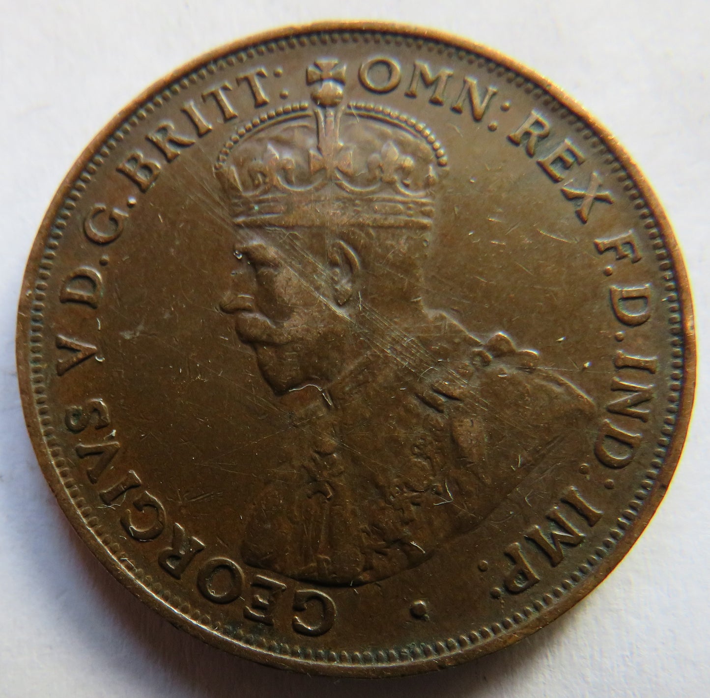 1921 King George V Australia One Penny Coin