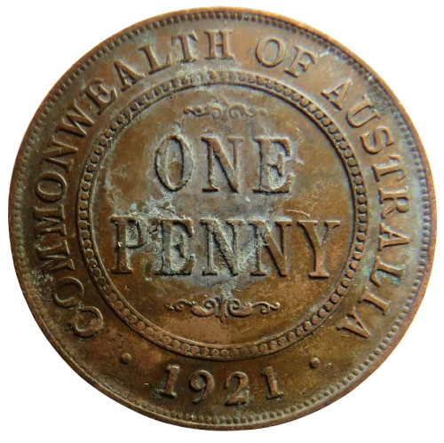 1921 King George V Australia One Penny Coin