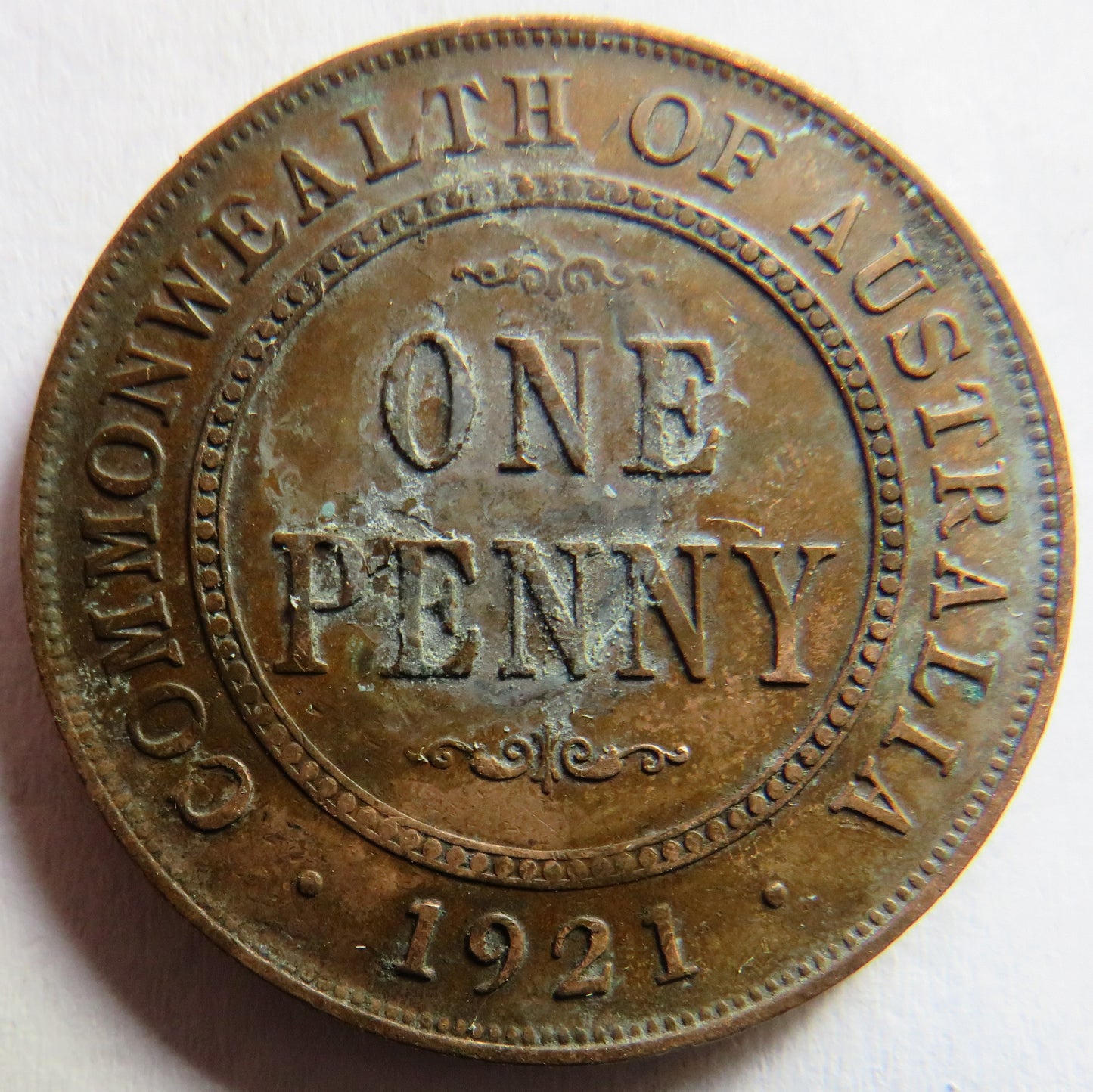 1921 King George V Australia One Penny Coin