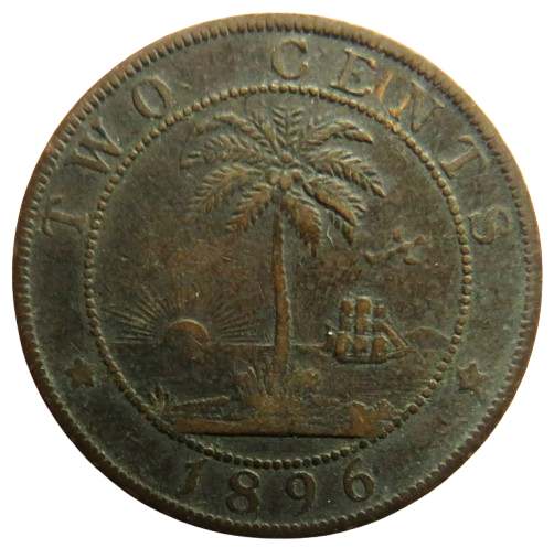 1896 Liberia 2 Cents Coin
