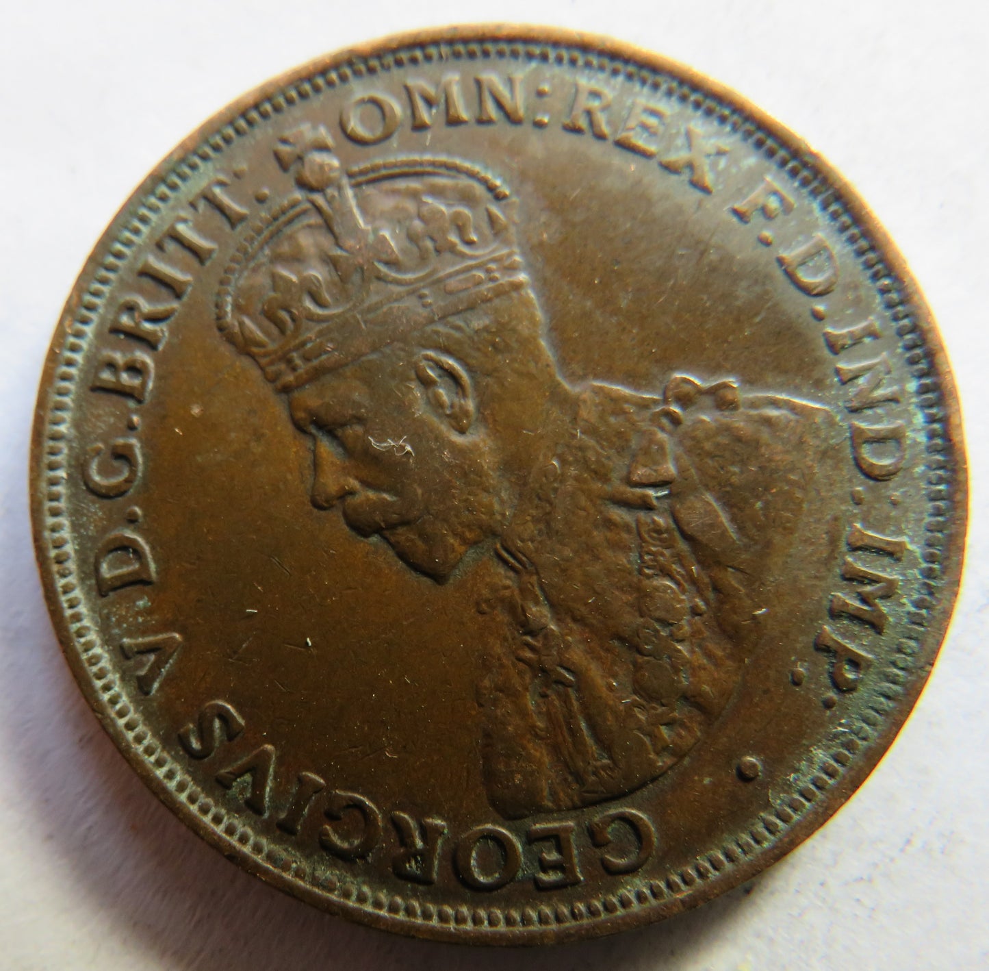1921 King George V Australia One Penny Coin