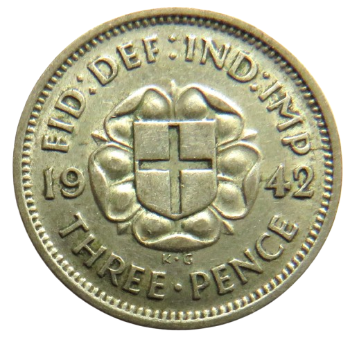 1942 King George VI Silver Threepence Coin - Scarce Date