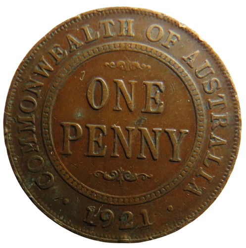 1921 King George V Australia One Penny Coin