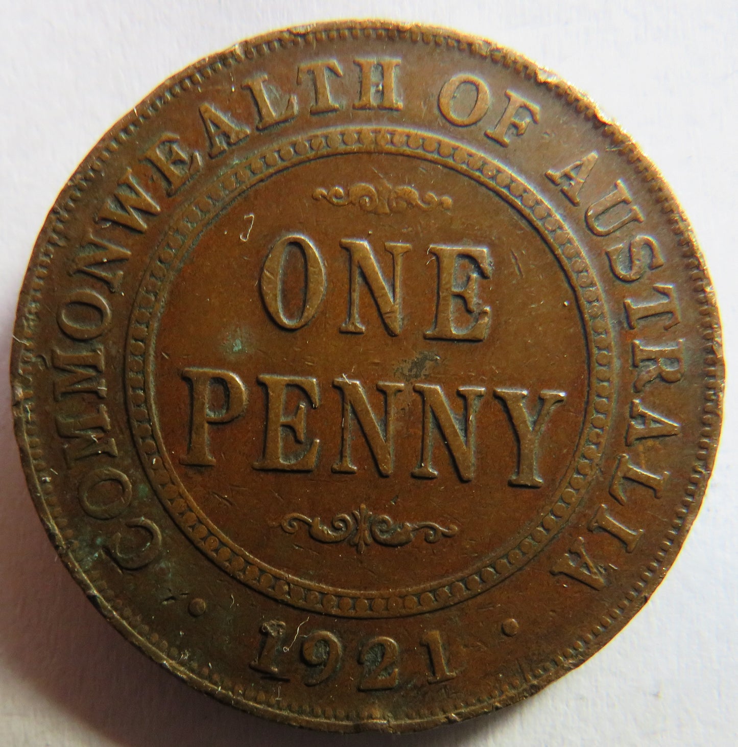 1921 King George V Australia One Penny Coin