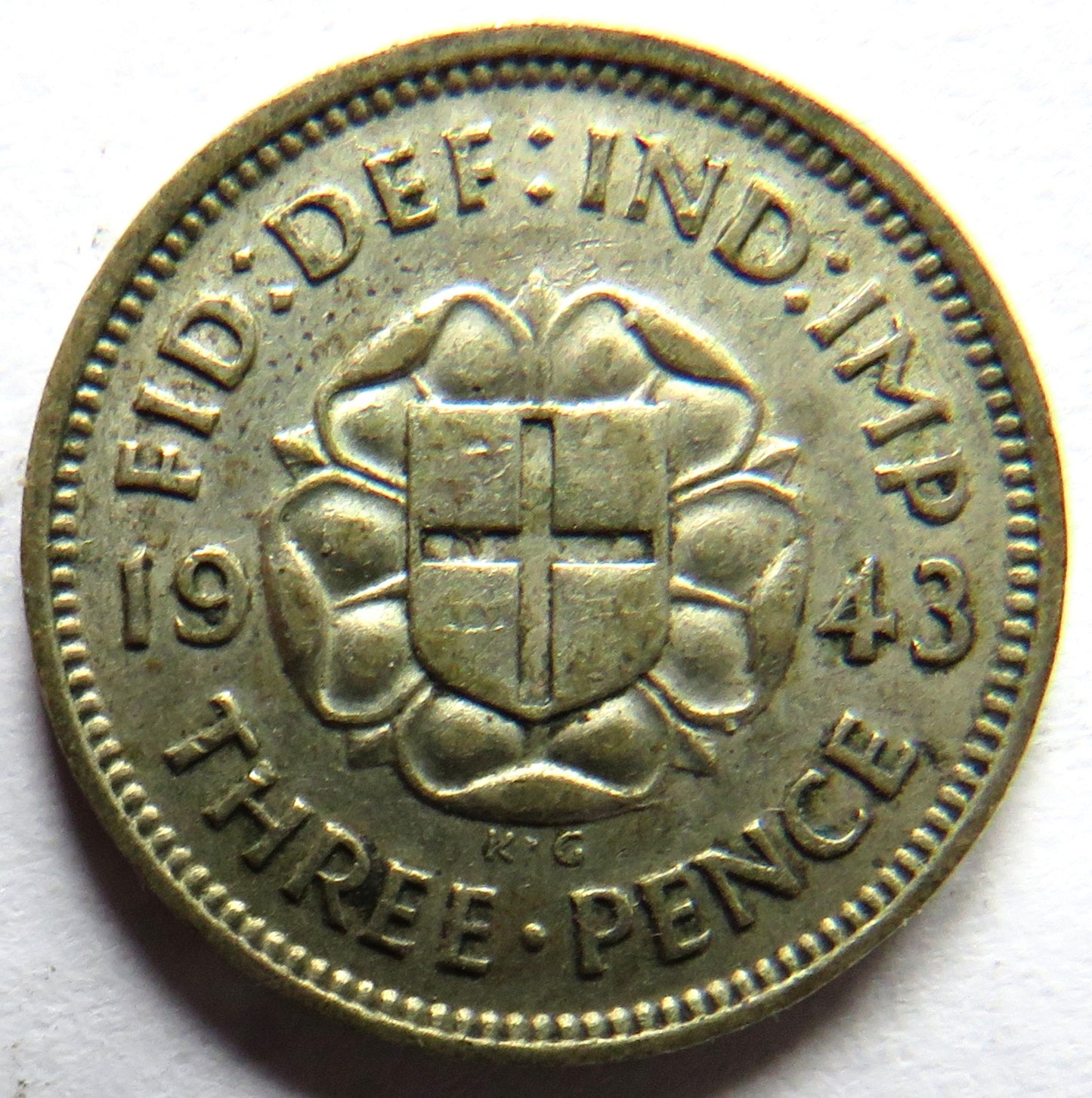 1943 King George VI Silver Threepence Coin - Scarce Date