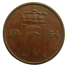 Load image into Gallery viewer, 1954 Norway 5 Ore Coin
