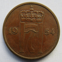 Load image into Gallery viewer, 1954 Norway 5 Ore Coin
