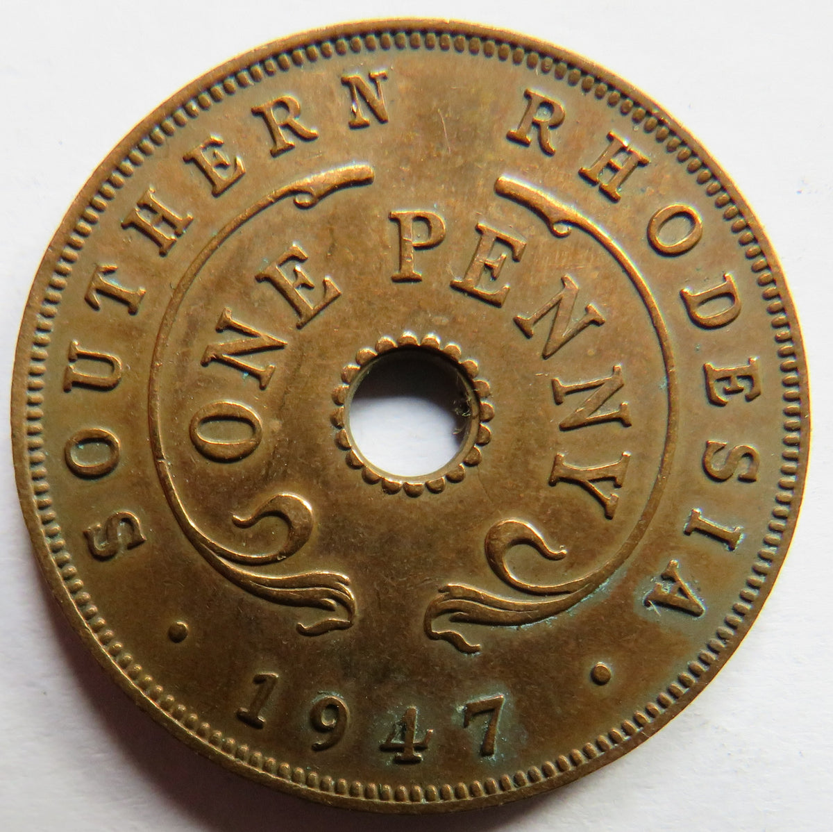 1947 Southern Rhodesia One Penny Coin image 2