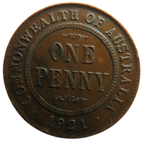 1921 King George V Australia One Penny Coin