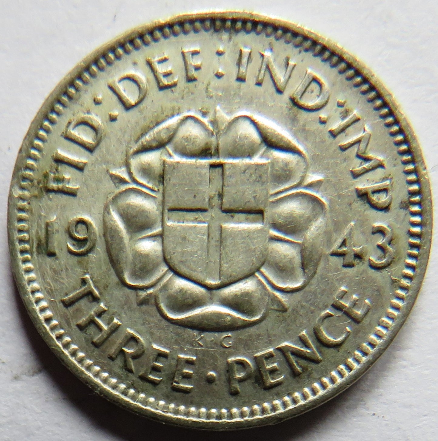 1943 King George VI Silver Threepence Coin - Scarce Date