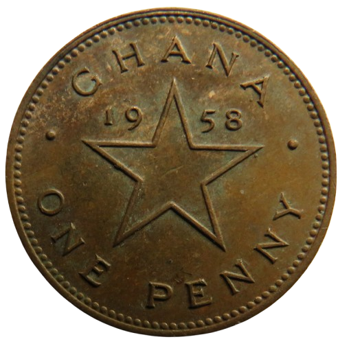 1958 Ghana One Penny Coin