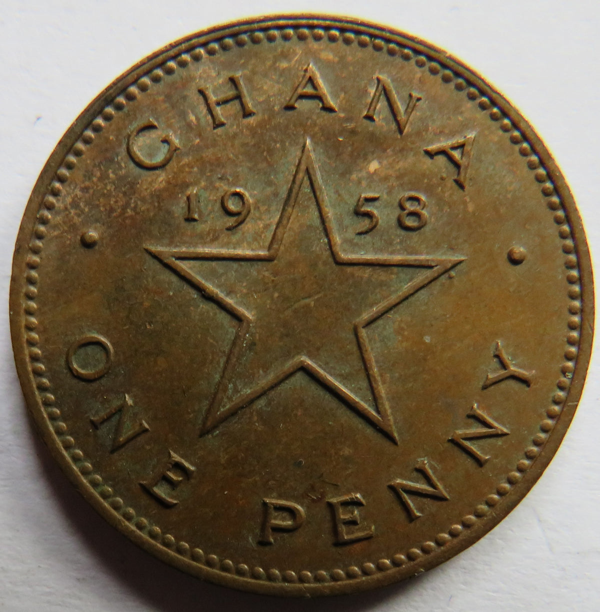 1958 Ghana One Penny Coin image 2