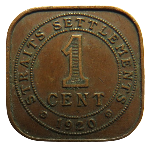 1920 King George V Straits Settlements One Cent Coin