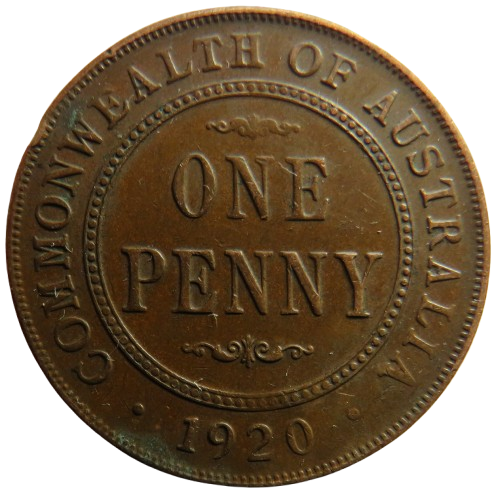 1920 King George V Australia One Penny Coin