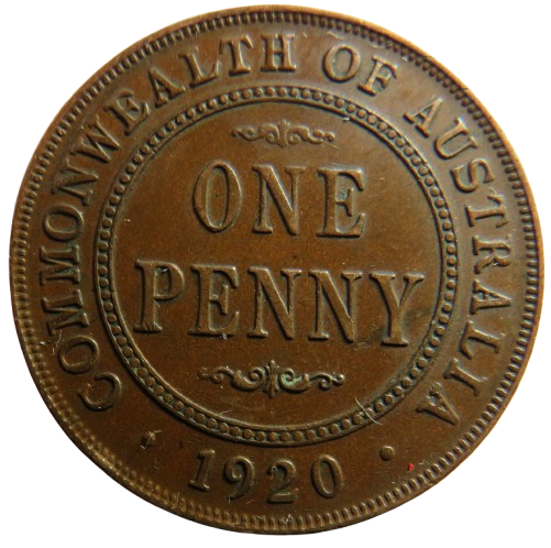 1920 King George V Australia One Penny Coin