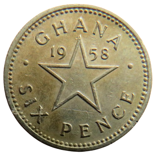 1958 Ghana Six Pence Coin image 1