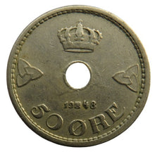 Load image into Gallery viewer, 1948 Norway 50 Ore Coin
