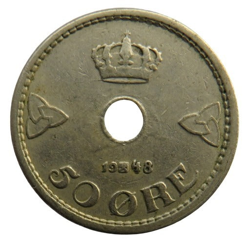 1948 Norway 50 Ore Coin