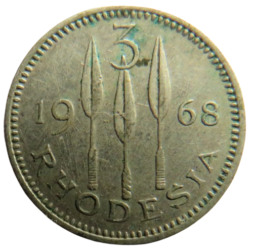 1968 Rhodesia Threepence Coin image 1