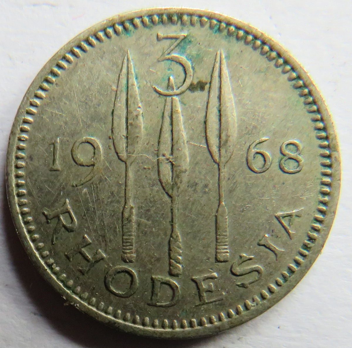 1968 Rhodesia Threepence Coin image 2