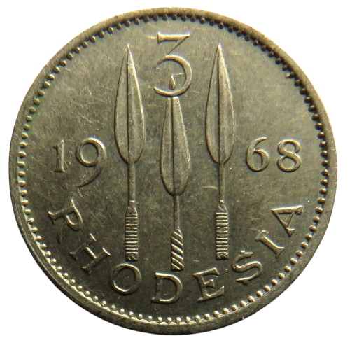 1968 Rhodesia Threepence Coin