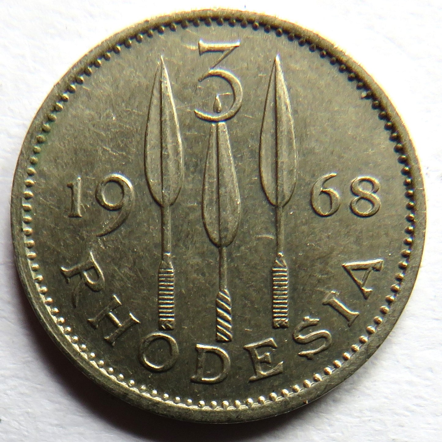 1968 Rhodesia Threepence Coin
