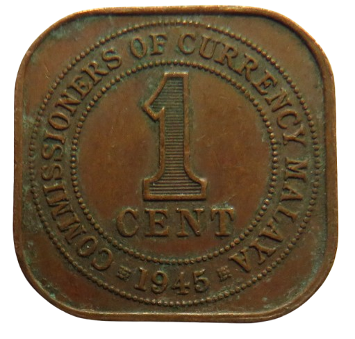 1945 King George VI Commissioners of Currency Malaya One Cent Coin