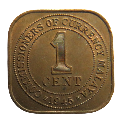 1945 King George VI Commissioners of Currency Malaya One Cent Coin