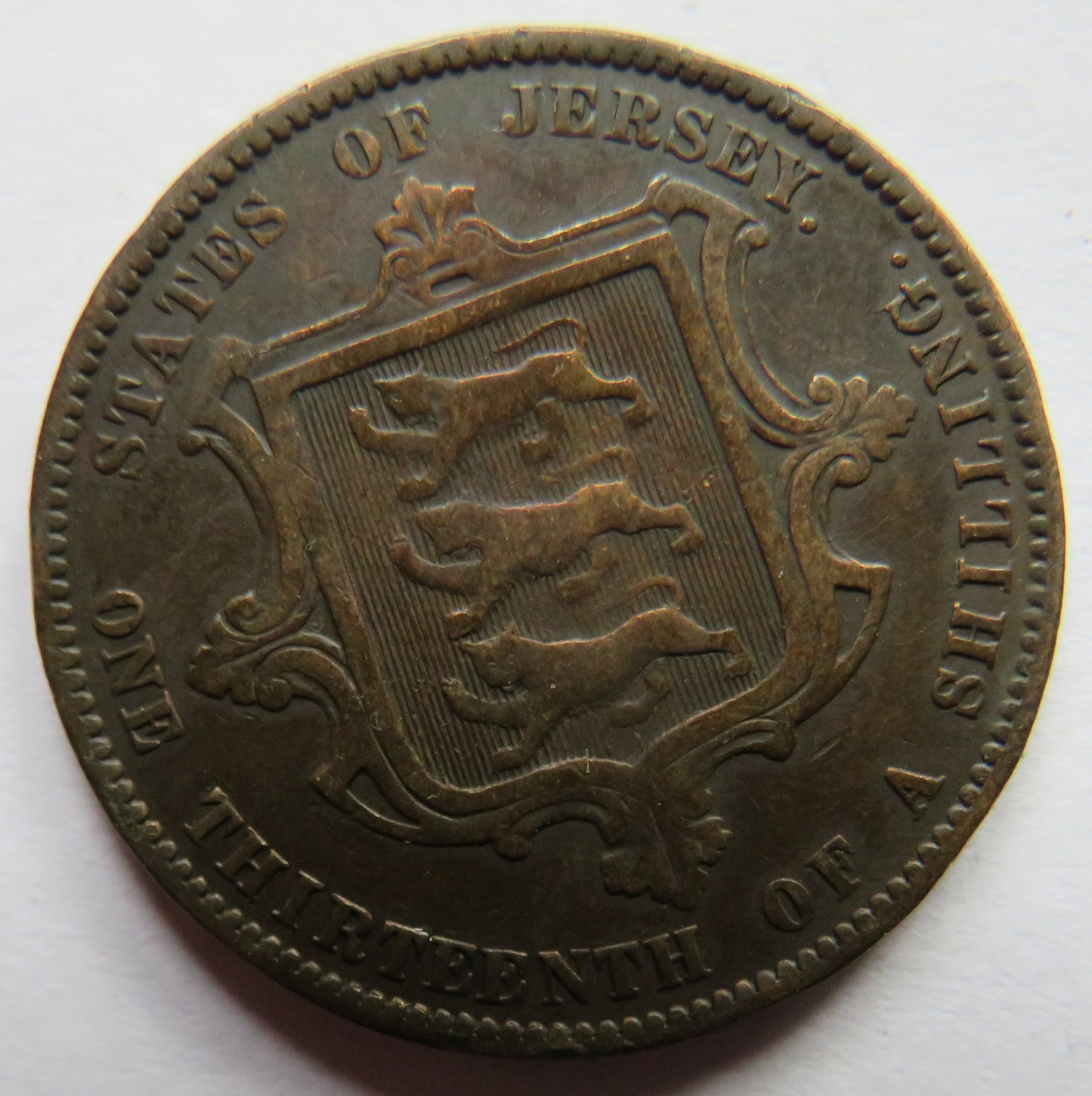 1870 Queen Victoria States of Jersey 1/13th of a Shilling Coin