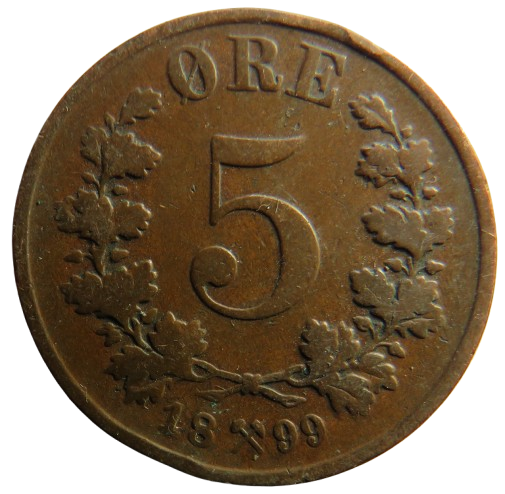 1899 Norway 5 Ore Coin