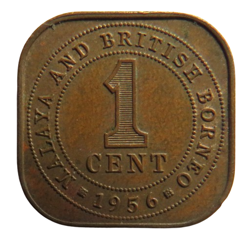 1956 Queen Elizabeth II Commissioners of Currency Malaya One Cent Coin