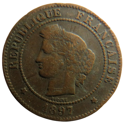 1897-A France 5 Centimes Coin