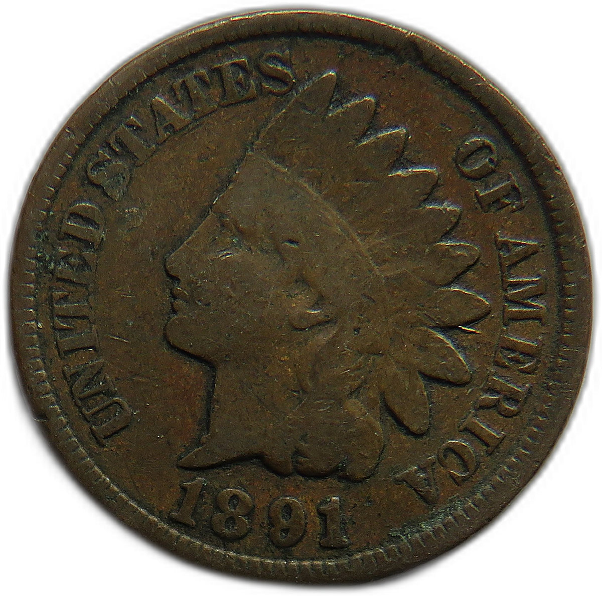 1891 USA Indian Head One Cent Coin