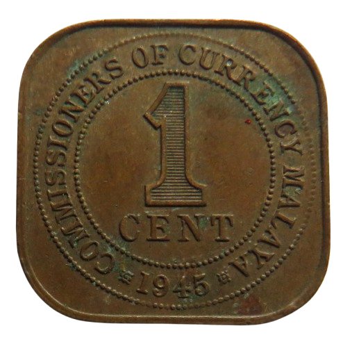1945 King George VI Commissioners of Currency Malaya One Cent Coin