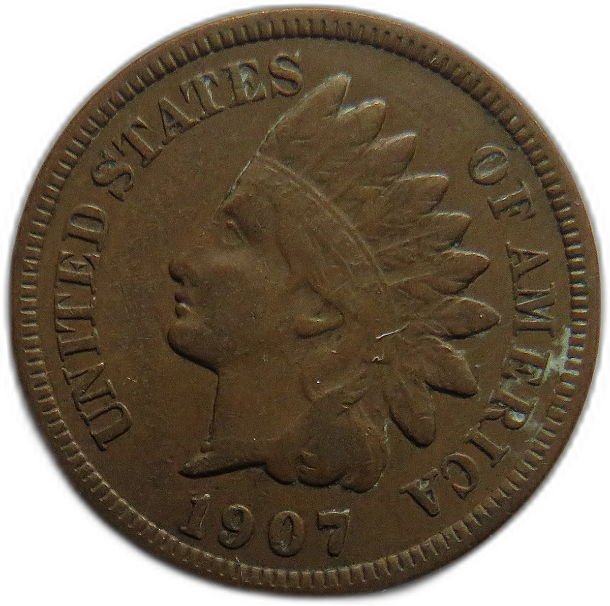 1907 USA Indian Head One Cent Coin