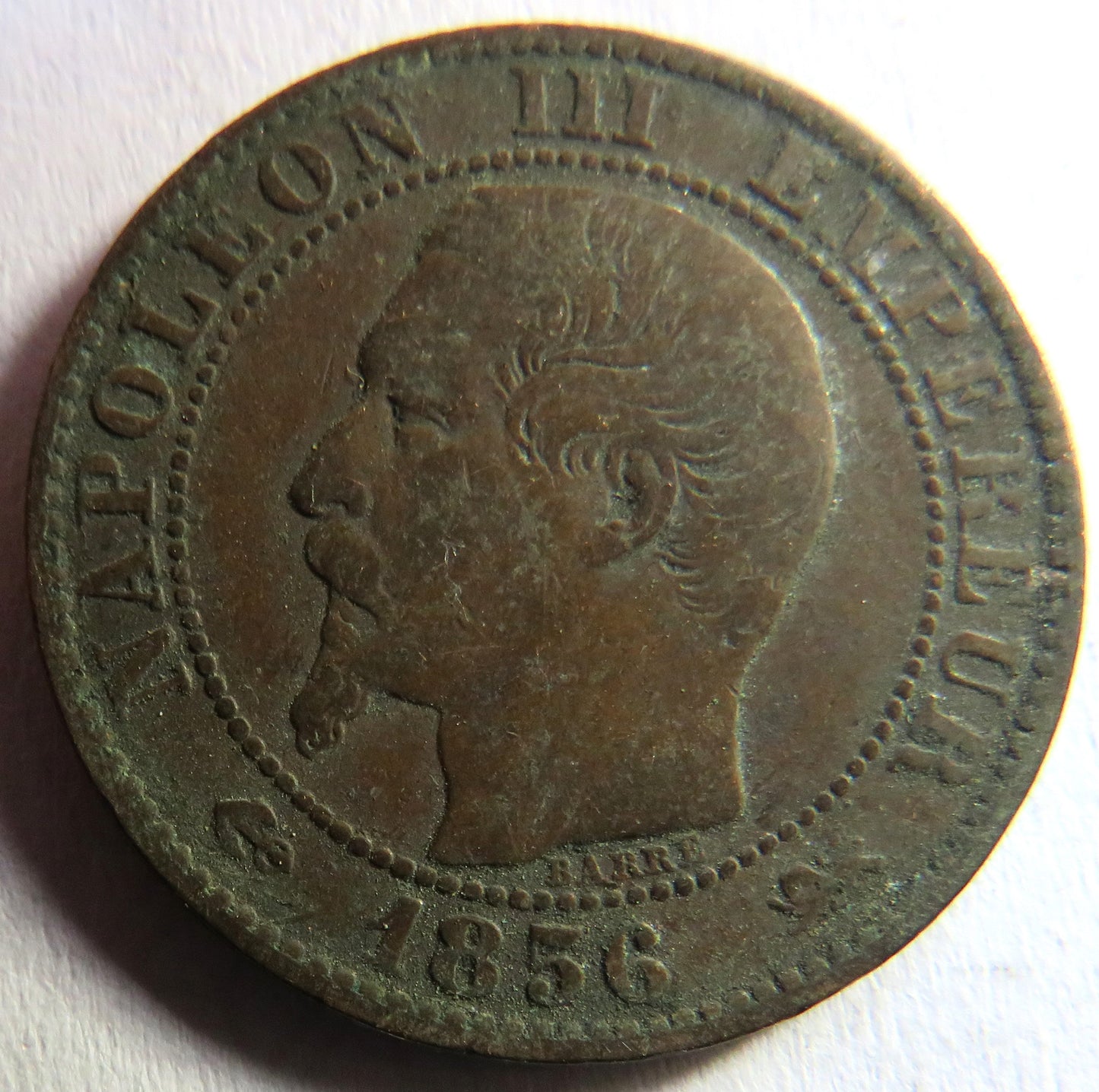 1856-D France Napoleon III 5 Centimes Coin