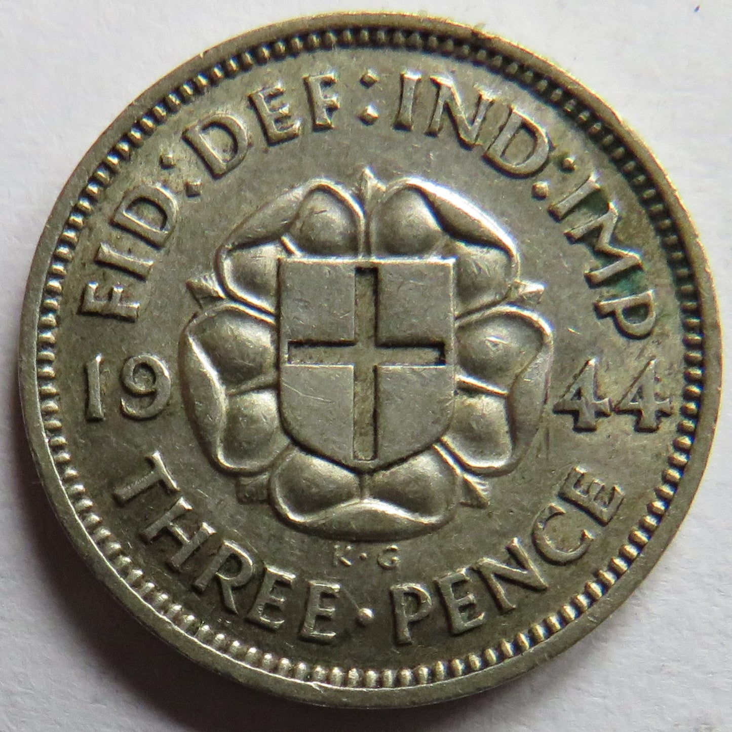 1944 King George VI Silver Threepence Coin - Scarce Date