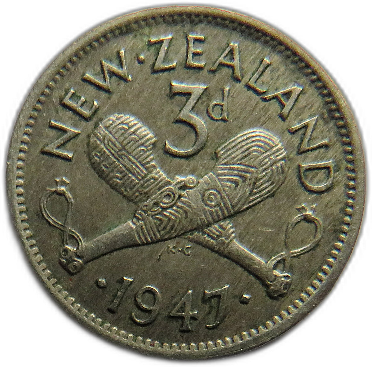 1947 King George VI New Zealand Threepence Coin