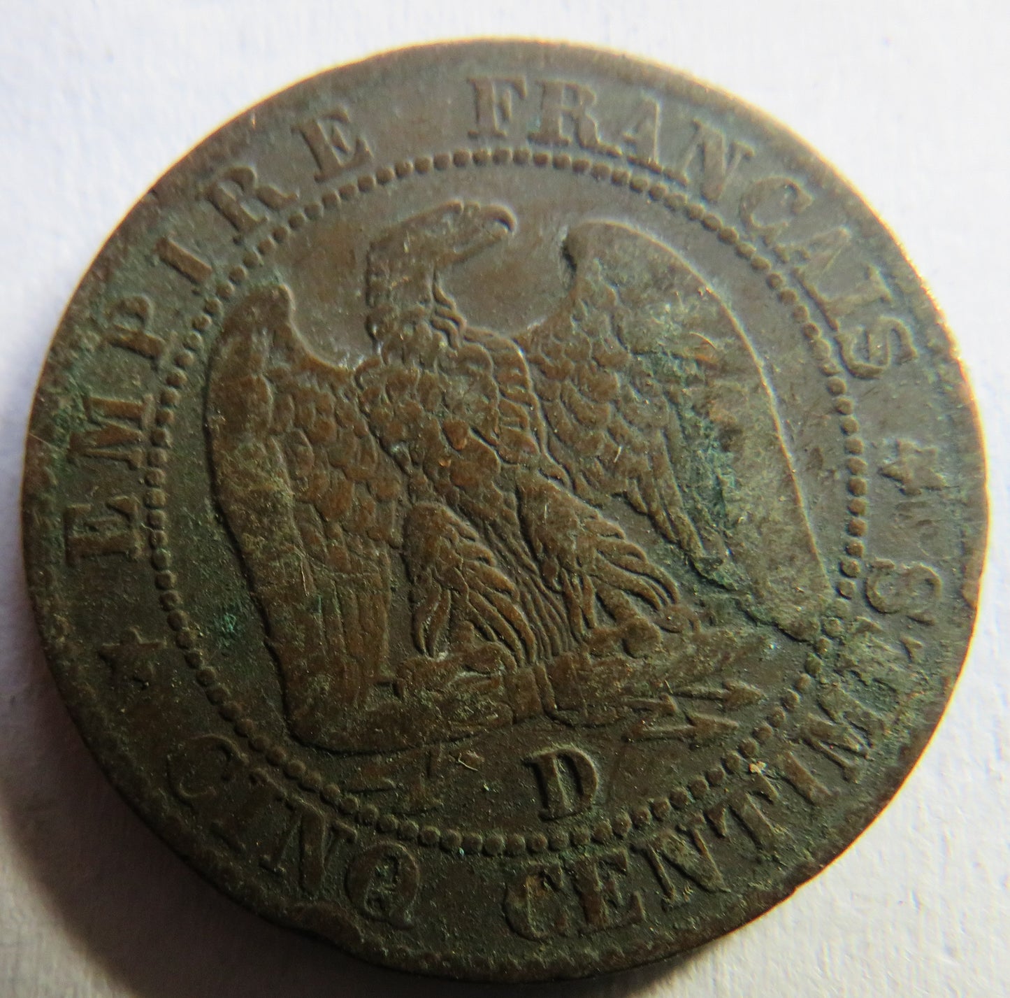 1856-D France Napoleon III 5 Centimes Coin