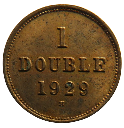 1929-H Guernsey 1 One Double Coin In High Grade